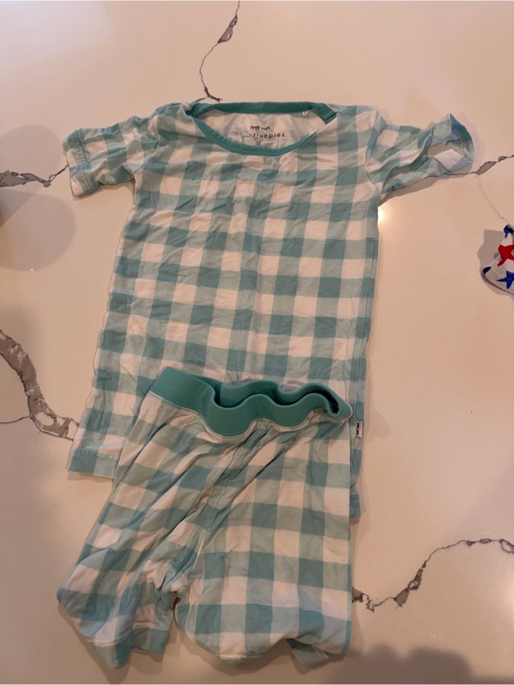 Little Sleepies Mint and White Check Pajama Set